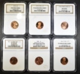 6 NGC GRADED LINCOLN CENTS - 1 MINT ERROR