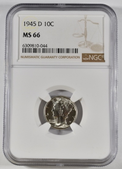 1945 D MERCURY DIME NGC MS 66