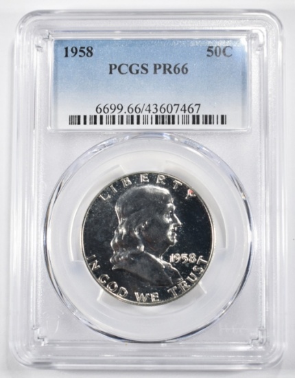 1958 FRANKLIN HALF DOLLAR PCGS PR 66