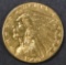 1908 $2.5 GOLD INDIAN  CH BU