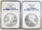 2009 & 2010 AMERICAN SILVER EAGLES  NGC MS-69