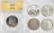 LOT OF 5 HALF DOLLARS: