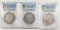 LOT OF 3 PCGS GENUINE MORGAN DOLLARS: