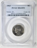 1962 JEFFERSON NICKEL  PCGS MS-65 FS