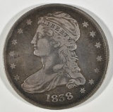 1838 CAPPED BUST HALF DOLLAR XF