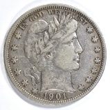 1901-S BARBER HALF DOLLAR VF/XF