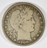 1908 BARBER HALF DOLLAR  FINE