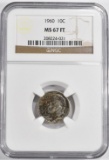 1960 ROOSEVELT DIME  NGC MS-67 FT