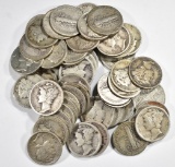 50-CIRC MIXED DATE MERCURY DIMES