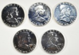 (5) 1961 FRANKLIN HALF DOLLARS PROOF