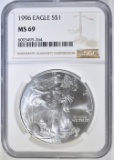 1996 AMERICAN SILVER EAGLE NGC MS-69