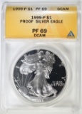 1999 AMERICAN SILVER EAGLE ANACS PF 69 DCAM