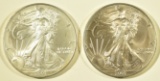 (2) 2001 AMERICAN SILVER EAGLES BU