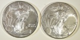 (2) 2011 AMERICAN SILVER EAGLES BU