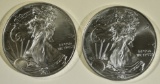 (2) 2011 AMERICAN SILVER EAGLES BU