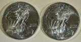 (2) 2013 AMERICAN SILVER EAGLES BU