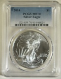 2014 AMERICAN SILVER EAGLE PCGS MS70