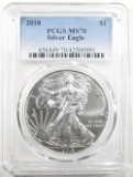 2018 AMERICAN SILVER EAGLE PCGS MS-70