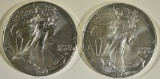 (2) 2021 AMERICAN SILVER EAGLES BU