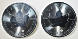 (2) 2022 CANADA MAPLE LEAF  1 OZ SILVER COINS