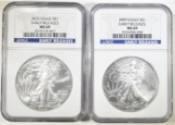 2009 & 2010 AMERICAN SILVER EAGLES  NGC MS-69