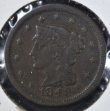 1848 BRAIDED HAIR LARGE CENT VF