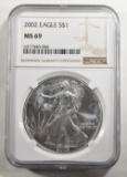 2002 AMERICAN SILVER EAGLE  NGC MS-69