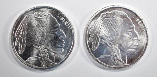(2) ONE TROY OUNCE .999 SILVER ROUNDS
