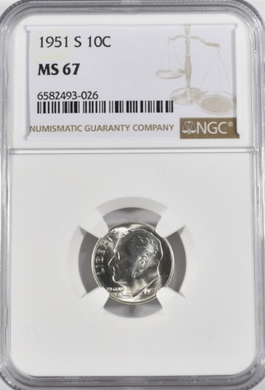 1951-S ROOSEVELT DIME NGC MS-67