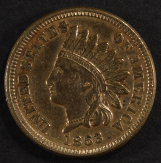 1863 INDIAN CENT AU/BU
