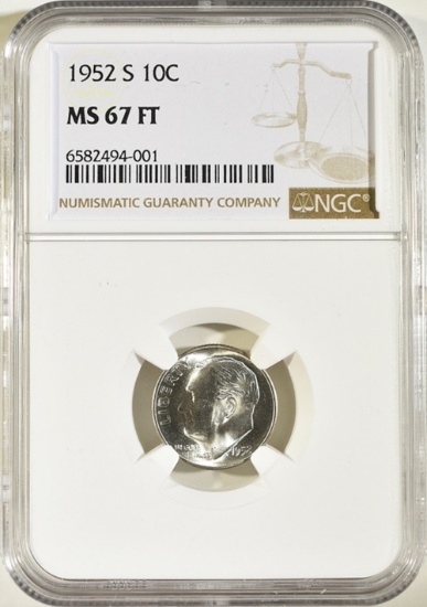 1952-S ROOSEVELT DIME NGC MS-67 FT