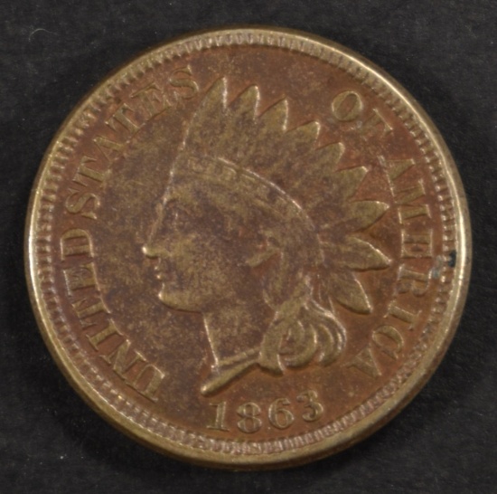 1863 INDIAN CENT XF/AU