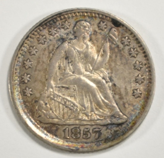 1857 SEATED LIBERTY DIME AU/BU