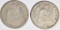 1857 & 1875 SEATED LIBERTY QUARTERS VF
