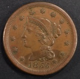 1855 BRAIDED HAIR LARGE CENT CH AU