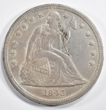 1843 SEATED LIBERTY DOLLAR CH AU