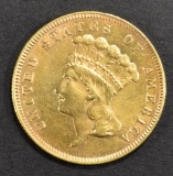 1867 $3 GOLD PRINCESS BU