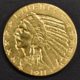 1911-D $5 GOLD INDIAN AU