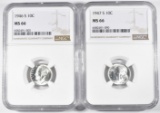1946-S, & 1947-S ROOSEVELT DIMES NGC MS-66
