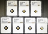 7 CALIFORNIA GOLD TOKENS IN NGC HOLDERS