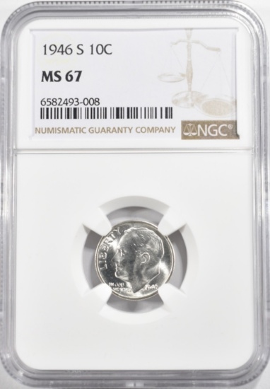 1946-S ROOSEVELT DIME NGC MS-67