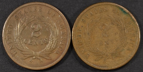 1864 & 1865 2 CENT PIECES XF