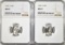 (2) 1952S ROOSEVELT DIMES NGC MS67