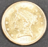 1861 $2.50 GOLD LIBERTY CH BU