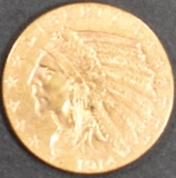 1914-D $2.50 GOLD INDIAN CH BU
