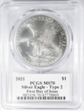 2021  SLIVER EAGLE  T-2 FIRST DAY PCGS MS70