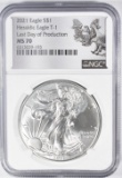 2021  AMERICAN SILVER EAGLE LAST DAY NGC MS70