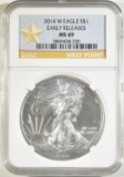 2014 W  AMERICAN SILVER EAGLE ER NGC MS 69