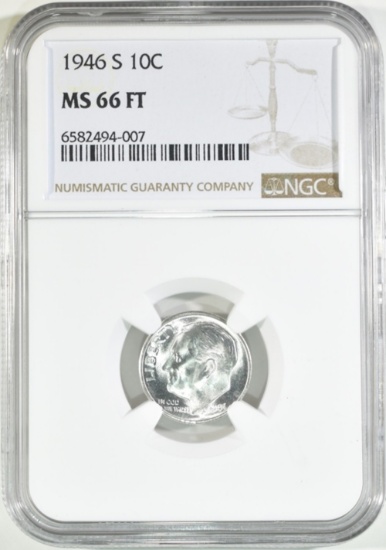 1946-S ROOSEVELT DIME NGC MS-66 FT