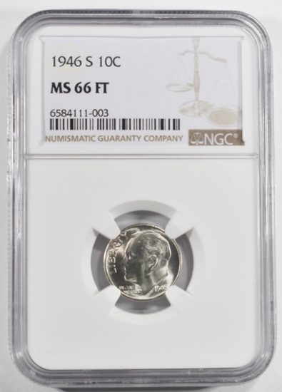 1946-S ROOSEVELT DIME NGC MS66FT